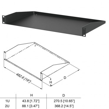 1u Rack Shelf - 270.5mm Depth